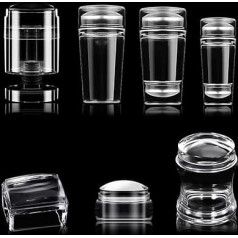 Clear Silicone Nails Stamper Set Transparent Visible Body Jelly Nails Art Template Tools with Scraper for Nail Designs