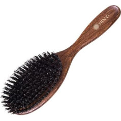 SIDCO Boar Bristle Hair Brush with Natural Bristles Beech Wood 10 Rows Brown