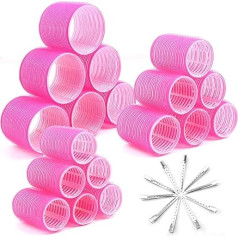 Cludoo Jumbo Hair Rollers with Clips, 28 Pieces Self Adhesive Hair Rollers for Volume and Curls - 2.5