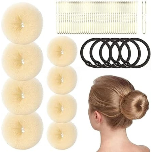 Hair Donuts Bun Maker, 4-Piece Small Hair Bun Maker for Children and 4-Piece Extra Small Hair Bun Set, 8-Piece Small Ballet Hair Bun Maker for Children