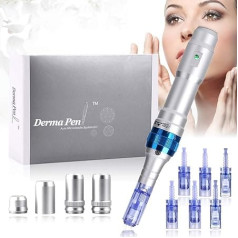 Electric Microneedling Pen 0.25-2.5 mm Dermapen Derma Roller Microneedling Pen Skin Care Repair Tool for Wrinkles, Acne Scars, Stretch Marks, Hair Loss with 12 Pin, 36 Pin, Nano Round Needles