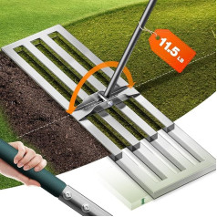 Lawn Levelling Rake, 75 x 25 cm, Weighs up to 6.4 kg, Improved Thick Stainless Steel Pole with Effort-Saving Handle, for Levelling Law/Sand/Ground in the Garden, Golf Course