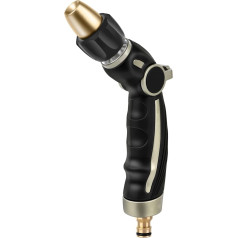 RESTMO Garden Hand Shower, Heavy Duty High Pressure Garden Shower, Metal Brass Spray Nozzle, Garden Spray Gun, Irrigation Gun for Car Wash, Garden Watering, Thumb Control, 4 Functions