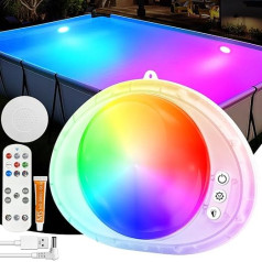 DeeprBlu Optimised Pool Lighting Underwater with Remote Control, Floating Pool Lighting Battery, Magnetic Pool Lights with Adhesive, IP68 Waterproof Whirlpool Light for Bathtub, Spa