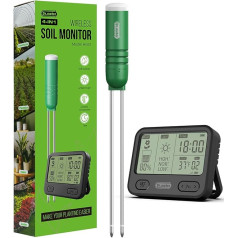 Dr.meter Soil Moisture Meter for Plants, 4-in-1 Moisture Meter Plants Temperature/Light/Time/Soil Water Monitor with LCD Display for Plants for Gardening, Lawn, Potted Plants