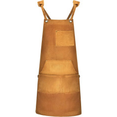 SYWS Heavy Duty Waxed Canvas Garden Apron Adjustable Size M to XXL with Pockets for Men Women Workshop DIY Woodworking Carpenters Artists -