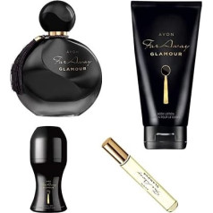 Avon Fragrance Set Far Away Glamour 4 Pieces 1 x Eau de Parfum Spray 50 ml 1 x Pocket Spray 10 ml 1 x Body Lotion 150 ml 1 x Deodorant Roller 50 ml for Women