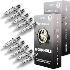 Wormhole Tattoo Needles, Pack of 50 Assorted Tattoo Needles Cartridges, Round Liner Mixed 3RL, 5RL, 7RL, 9RL, 11RL (50 Pieces #12 Standard RL)