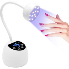 Mini UV LED Nail Lamp, LCD Display, Automatic Intelligent Sensor, 36 W UV Lamp for Gel Nails, 12 Pieces LED Beads with Dual Light Source, for Home and Salon Use (White)