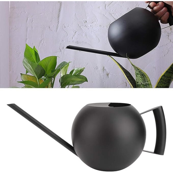 Long Spout Watering Can, 33 oz/1 L, Black Long Tout Stainless Steel Watering Can, Indoor Plant, Watering Can for Indoor and Outdoor Plants (Black)
