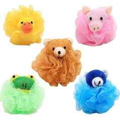 Pack of 5 Cute Shower Sponge Bath Sponge Washing Sponge Massage Sponge Soap Sponge for Children