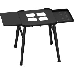 Barbecue Stand for Ninja Woodfire Outdoor Grill - Electric Outdoor BBQ Grill Height Adjustable Stand with Double Side Table, Pizza Oven Stand with Hanging Hooks