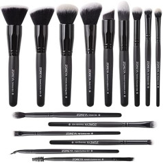 Zoreya 15pcs Makeup Brush Set with Case Makeup Brush Blush Brush Premium Plastic Foundation Brush Blending Face Powder Blush Concealer Eye Cosmetic Makeup Brush Set