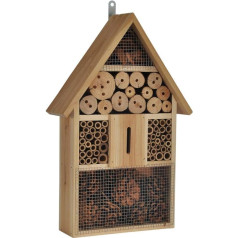 XXL Insect Hotel Bee Hotel Insect House with Pointed Roof Made of Wood Shelter for Wasps, Bees, Butterflies and Beetles Made of Natural Materials Pure Natural (48 x 31 x 10 cm) - 1 Piece