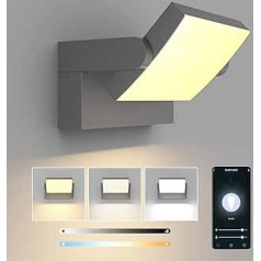 Klighten 24 W Outdoor Wall Light Dimmable with App Control, Timer, Swivelling LED Panel, Wall Light Indoor Outdoor, Waterproof IP65 Wall Lamp Outdoor Lamp for Garden Hallway, Dark Grey, 1500 LM, 3000