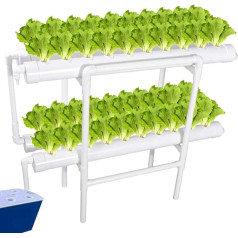 Hydroponic Growing Kit Plant Growing System PVC Pipe Water Culture with Brushless Pump Timer Adapter for Vegetables Flowers Fruits 54/1pcs ()