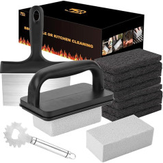 Blackstone Grill-Reinigungsset, 14 Stück Flat Top Grill Zubehör Reiniger Werkzeug Set mit Grillschaber, Grillschaber, 8 Scheuerschwämme und 2 Grillziegel, einfach & schnell Flecken zu entfernen