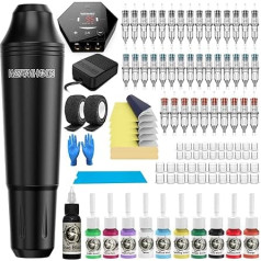 Wormhole Tattoo Machine Set, Tattoo Set, Rotary Tattoo Machine Kit, Power Supply, 40 Tattoo Needles, 11 Tattoo Ink, 40 Tattoo Ink Caps, Tattoo Machine TK108A