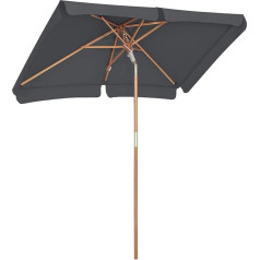 Songmics 200 x 125 cm Rectangular Balcony Parasol Sun Protection UPF 50+, Wooden Umbrella Pole and Ribs, Folding, No Stand, 200 x 125 cm, grey