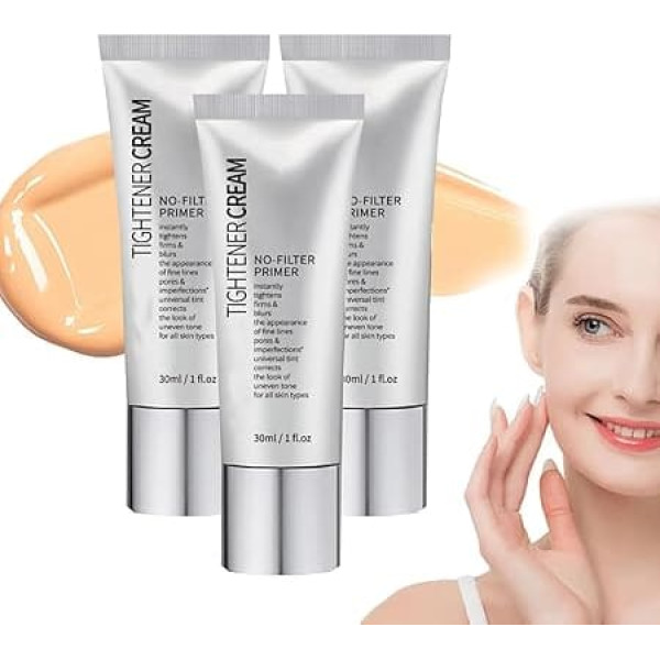 Instant Face Tightener No-Filter Primer, Instant Face Tightener Cream, Skin Tightener Primer Face Makeup, Face Blurring Primer for Face Before Makeup, for All Skin Types (3 Pieces, One Size)