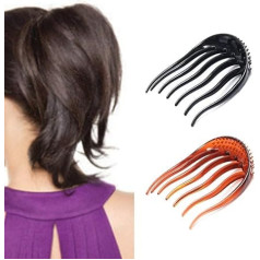 Black Plastic Hair Side Comb Raiser Hairdressing Tools Hairdressing Ponytail Hair Accessories Daily Party Gifts for Women and Girls (Set of 2)