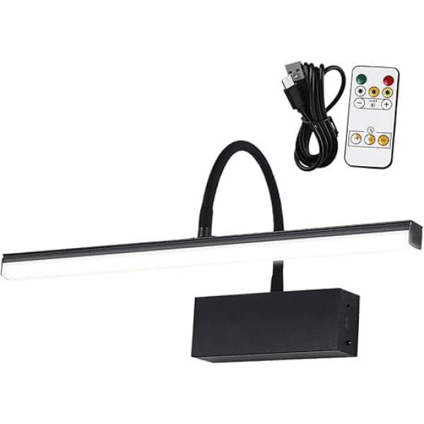 Picture for Wall, for Pictures, Picture Frame Light Charged with Remote, Wireless 3 Colour Modes, Dimmable LED Gentle Conce Lamp with Timer for Paintings, Artwork, Living Room