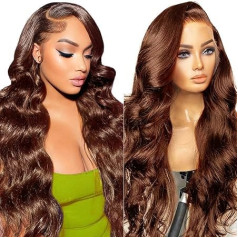 13 x 4 Real Hair Wig, HD Lace Front Wig, Human Hair, Light Brown Wig, Women's Body Wave Human Hair Wig, Women, Real Hair Wigs for Black Women, 56 cm/56.8
