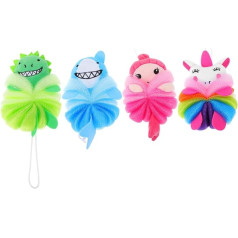 4 Pack Kids Bath Sponge Funny Animal Shape Body Scrubber for Kids Bathroom