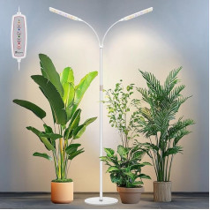 Plant Lamp, 2-Head Plant Lamp LED Full Spectrum with Base, Plant Light with 4/8/12/16 Hours, 3 Light Modes, 60-174 cm Height-Adjustable Grow Lamp for Growing Large Plants
