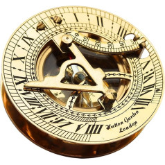 TREZZTOP High Quality Brass Sundial Compass, Vintage Retro Navigation Instrument, Nautical Golden Gift, Comes in an Exquisite Full Grain Leather Case with Intricate Detailing
