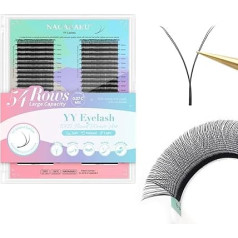NAGARAKU YY Eyelash Extension High Capacity 54 Rows 0.07 C Curl 7-15 mm Blend Length Y Lashes Extensions 4D YY Volume Cross Eyelashes Prefabricated Fans Y Eyelashes Volume Eyelash Black