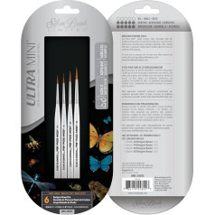 Silver Brush UMS-2455S Ultra Mini Ultimate Round Short Handle Brush Set, 4 Per Pack