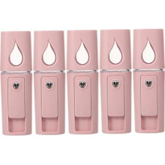 Baluue 5 x Moisturising Beauty Instrument, Mini Steamer for the Face, Face Snakes, Portable Mister Face, Mr Facial Steamer, Mini Pink ABS