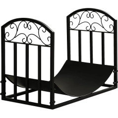 Outsunny Firewood Rack, Firewood Rack, 60 kg Load Capacity, Firewood Rack, Firewood Tool, Metal, Black, 60.5 x 36 x 46.5 cm