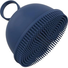 Silicone Body Scrubber Hemisphere Shower Scrubber for Body Cleansing Head Scrubber Scalp Massager Skin-Friendly Silicone Body Brush with Hook for All Skin Types (Blue)