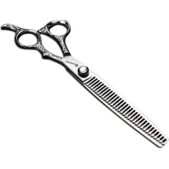 7 Inch Hairdressing Scissors 440C High Hardness Fine Pattern Professional Salon Hairdresser Hair Cutting and Thinning Hairstyle Pruning Tool (Thining Scissors)