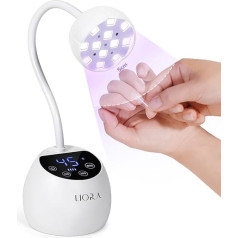 LIORA UV LED Nail Lamp, Gooseneck UV Light for Gel Nails, LED Lamps for Gel Nail Polish, Equipped with Power Storage Function, 24W USB Rechargeable with Four Timers, Automatic