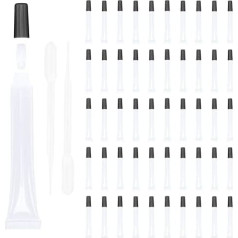 COSIDEA 50pcs Empty Long Slim Lip Gloss Syringe Tubes 15ml Black Lid, Black lid