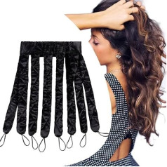 Heatless Hair Curler Upgrade Octopus Curls Heatless Headband with Removable Adjustable Stripes Stain Soft Rod Curler Hair Band for Long Hair Can Sleep Overnight (Black)
