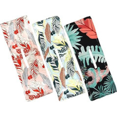 Pack of 3 Deft Bun Fashion Elastic Hair Bands Noble Multicoloured Cloth Magic Clip Flexible Reusable Bun Summer Headband Leaf Printed Hairpin French Twist Hairstyle Doughnut Bun Tool