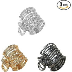 3 Pack High Ponytail Clips, Hollow High Ponytail Clip, Mini High Plastic Ponytail Clip, Hair Accessories for Women and Girls - Black, Silver, Gold