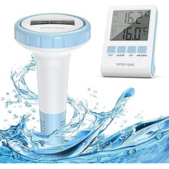Wireless Pool Thermometer, WiFi Floating Pool Thermometer with Indoor Temperature Humidity Monitor, Digital Pond Thermometer Underwater IP67 Waterproof for Swimming Pools, Bathtubs, Fish Tanks