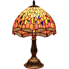 Bieye L30023 18 inch Dragonfly Tiffany Style Stained Glass Table Lamp with Zinc Base