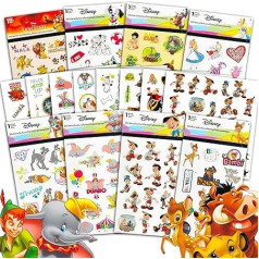 Classic Disney Party Supplies for Kids, Mega Bundle ~ 400 Pieces Disney Stickers and Temporary Tattoo Sheets with Bambi, Lion King, 101 Dalmatians, Disney in Wonderland and More
