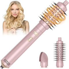 Hot Air Brush Rotating Set, 3-in-1 Airstyler Set with Hair Dryer, Hot Air Brush, Hair Dryer Thermal Brush, Powerful Hair Dryer Brush for Drying, Smoothing, Shaping (Pink)