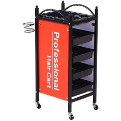 YGCBL Multifunktionaler Aufbewahrungswagen, Recyclingfahrzeuge, Friseurroller Aufbewahrungswagen Mit Rädern Und Haartrocknerhalter，Make-Up Salon Spa Beauty Cart Mit 5 Schubladen,Sammelfahrzeuge,Orang