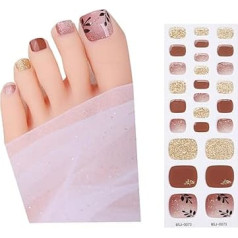 Sparkles Zehennagellackstreifen Halbgehärtete Gel Zehennagelstreifen Zehennagelaufkleber Vollständige Nagelfolien Pediküre Gel Nagelaufkleber