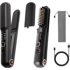 Wireless Hair Straightener, 2-in-1 Wireless Straightening Brush and Wireless Straightener, Mini Hair Straightener Brush, Portable Straightening Brush, Type-C Rechargeable Hair Straightener Brush,