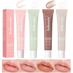 4 Colors Moisturizing Lip Butter Balm,Summer Conditioning Lip Mask and Balm-Ultra-Hydrating,Nourishing Lip Care with Natural Ingredients,Shea & Olive Butter,Soothes & Softens Dry Lip