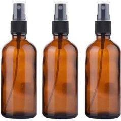 3x 100ml Empty Refillable Amber Glass Spray Bottle with Fine Mist sprayer, Liquid Storage Travel Verfassungs Samples Essential Oil Designed the Includes